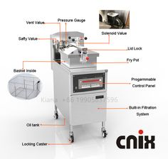 the parts of a commercial fryer are labeled in this diagram, including instructions and pictures