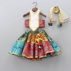 Short Lehenga, Faux Mirror, Garba Dress, Navratri Dress, Halter Neck Crop Top