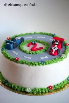 a birthday cake with cars on it