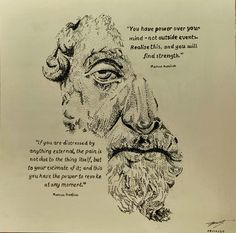 a drawing of an old man's face with a quote from the poem,