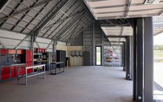 the inside of a large building with lots of storage