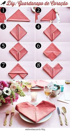 how to fold napkins in the shape of hearts for valentine's day dinner