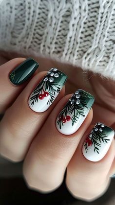 December Nail Designs, Nails Paint, Nails Matte, Medium Almond, Modern Nails, Christmas Nail Art Designs, Nails Medium, Nails Red, Snowflake Design