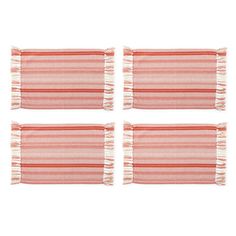 four pink and white striped placemats