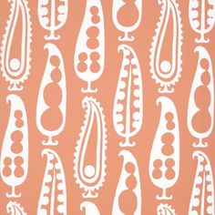 an orange and white wallpaper with different designs on it