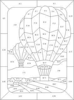 an image of a hot air balloon in the sky with numbers and symbols on it