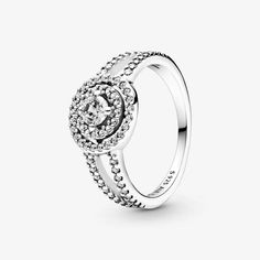 Sparkling Double Halo Ring | Sterling silver | Pandora US Double Halo Ring, Pandora Ring, Pandora Rings, Double Halo, Halo Ring, Beaded Rings, Halo Rings, Pandora Jewelry, Ring Ring