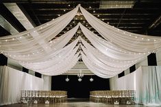 Best Downtown Toledo Wedding Venues Wedding Venue Roof Decorations, Wedding High Ceiling Decor, Wedding Drapery Ideas Ceilings, Wedding Draping Ceiling, Wedding Salon Decoration, Ceiling Wedding Decor, Wedding Ceiling Draping, Ceiling Draping Wedding, Start Planning A Wedding