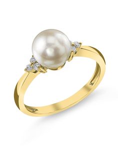 Akoya Pearl & Diamond Grace Ring Classic Akoya Pearl Rings With Diamond Accents, Classic Diamond Pearl Ring In Pearl White, Classic Diamond Pearl Ring In White, Pearl White Pearl Ring With Diamond Accents, Pearl White Diamond Pearl Ring With Diamond Accents, Classic Pearl White Diamond Ring, Pearl White Diamond Pearl Ring With Accents, Akoya Pearl Ring With Diamond Accents, Classic Pearl Rings In Diamond White