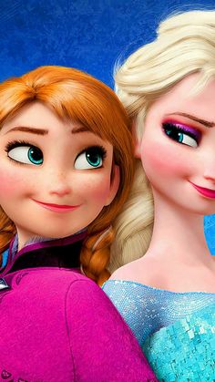 two frozen princesses are smiling for the camera