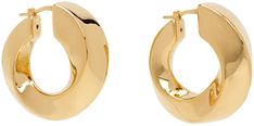 Pair of hoop earrings in 18k gold-plated sterling silver. · Twisted detailing throughout · Hinged-post fastening · Includes polishing cloth pouch · D1.5 Supplier color: Yellow gold Twist Hoop Earrings, Cloth Pouch, Gold Plated Sterling Silver, Cloth Bags, Bottega Veneta, How To Find Out, 18k Gold, Gold Plate, Hoop Earrings