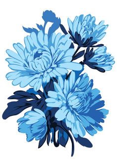 blue flowers on a white background