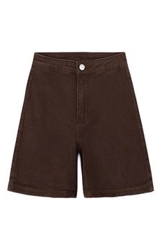 brown denim bermuda shorts, high waisted shorts, brown shorts png, boogzel clothing Brown Cotton Bermuda Bottoms, Brown Bermuda Bottoms With Pockets, High Waist Cotton Biker Shorts, Brown Cotton Bermuda Shorts, Casual High Waist Brown Jean Shorts, Trendy Solid Shorts With Button Closure, Casual Brown High Waist Jean Shorts, Trendy Solid Color Shorts With Button Closure, Brown Cotton Knee-length Shorts