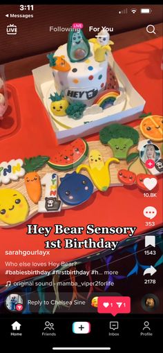 an image of a birthday cake on the app for someone's cell phone or tablet