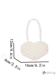 BirdinBag - Chic Heart Design Novelty Bag with Mini Faux Pearl Decoration - Fashionable Accessory Elegant White Heart-shaped Bag, Elegant Heart-shaped Shoulder Bag For Shopping, White Bags For Valentine's Day Party, Heart-shaped Bags For Valentine's Day, Elegant Heart-shaped Bag For Daily Use, White Party Bags For Valentine's Day, Elegant Heart-shaped Bags, Elegant White Bag For Valentine's Day, Elegant White Valentine's Day Bag