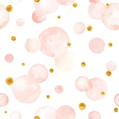 watercolor and gold dots on white background for wallpaper or fabric, with space for text