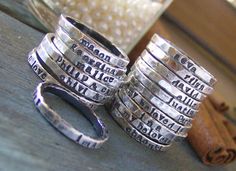 $16 each; rings w/kids names. I've been looking for something like this. Kids Names, Diy Schmuck, Girls Best Friend, Kid Names, Fine Silver, Things To Buy