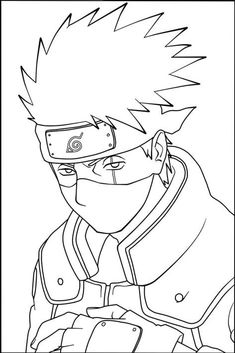 the character naruta from naruta is outlined in this black and white drawing