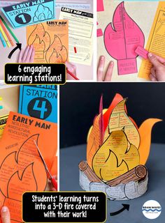 the instructions for how to make an origami fire placemat with construction paper