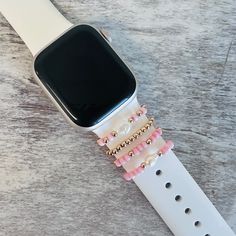 These super cute watch band accessories are suitable for Most Silicone band/leather bands. Designed as a loop ring that slides easily on your watch bands.( Compatible with Apple Watch Silicone Band suitable all Apple series 1-10 & SE, Samsung, & Versa Watch Bands. Cute Decorative Ring compatible for most Watch Bands suitable for Samsung Galaxy Watch5, Galaxy Watch4, 40mm 44mm/Classic 42mm 46mm, Galaxy Watch 3 41mm, Galaxy Watch5, Galaxy Watch4, 2mm, Samsung Watch Active 40mm/Active 2 40mm 42mm. Watch Decoration Ideas, Diy Watch Charms, Apple Watch Beaded Bands, Samsung Watch Aesthetic, Apple Watch Bracelet Stack, Pearl Beads Ideas, Apple Watch Band Charms, Apple Watch Charms, Apple Watch Cover