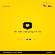 the heart notifies, keep a check world heart day is on this yellow background