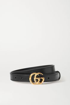 Gucci's black belt has been expertly made in Italy from supple leather. It fastens with the brand's signature 'GG' brass buckle, which has a slightly burnished finish, and is slim enough to work with all jeans and pants.  Wear it with: [Giuliva Heritage Blazer id1266270], [Giuliva Heritage Pants id1266268], [Prada Polo Shirt id1242577]. Prada Polo Shirt, Giuliva Heritage, Gucci Marmont Bag, Gucci Leather Belt, Gucci Jeans, Office Wear Women, All Jeans, Designer Scarves, Gucci Leather