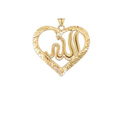 Description: 14k Solid Gold Sparkle-Cut Allah Open Heart Pendant Item No.: N13 Metal Type: 14k Solid Gold (Available In 10k Solid Gold) Metal Color: Yellow Gold Or White Gold Or Rose Gold Measurement: Height With Bail: 1.1 In Width: 0.92 In Est. Weight: 1.4 Grams (Pendant) . Chain Is Not Included Brand New With Box Note: Made To Order. This Item Might Take 2-5 Days To Ship Spiritual Gold Jewelry With Heart Pendant, Gold Heart-shaped Spiritual Locket Necklace, Gold Heart-shaped Spiritual Necklace, Rose Gold Heart-shaped Charm For Gift, Allah Pendant, Shine Jewelry, Round Pendant Necklace, Dog Pendant, Gold Eyes