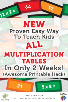 a poster with the words new to teach kids all multiple tables in only 2 weeks