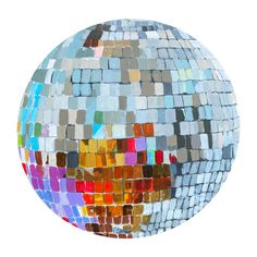 a colorful mosaic tile ball on a white background