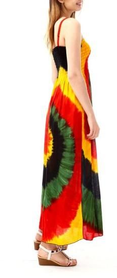 This beautiful rasta tie dye maxi dress features a smocked bodice with elasticized inset, adjustable straps, pull on style, and no closures. This dress is perfect to wear on a date, a night out, or even to the beach or pool. Material: 100% Rayon Neckline: Straight Neckline Sleeve Style: Adjustable Straps Closure Style: Pull Over Garment Length: Maxi Length Beach Multicolor Maxi Dress With Smocked Back, Elegant Multicolor Maxi Dress With Elastic Waistband, Summer Vacation Maxi Dress With Elastic Waistband, Bohemian Summer Maxi Dress With Elastic Waistband, Multicolor Maxi Dress With Elastic Waistband For Summer, Vacation Sundress With Elastic Waistband, Casual Tie Dye Maxi Dress For Festival, Bohemian Beach Maxi Dress With Elastic Waistband, Bohemian Maxi Dress With Elastic Waistband For Beach