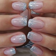 nails tunbridge wells Glitter Tip Nails, Sparkle Nails, Bride Nails, Gradient Nails, Stil Elegant, Nail Designs Glitter, Tip Nails, Bridal Nails