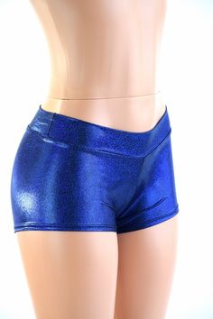 "This item is made to order, please read all the way through the listing before purchasing! Our lowrise shorts are the perfect step between our cheekies and our mid rise shorts! This pair is made from sparkling hologrphic blue lycra spandex. Four way stretch, super cute low waistband and boy cut leg. LENGTH: 2.5\" inseam RISE: 7\" Womens Sizing (See below for instructions on where measurements should be taken) XXS: Bust 29\"-30\" / Waist 22\"-23\" / Hips 30\"-32\" Extra Small: Bust 31\"-32\" / W Lowrise Shorts, Sparkly Crop Top, Sparkly Crop Tops, Sparkly Shorts, Shorts Low Rise, Boy Cut, Boy Cuts, Low Rise Shorts, Mini Blue