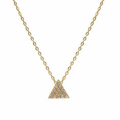 $72 - CZ Triangle Necklace Gold Filled Chain, Sterling Silver Charm, Sterling Silver Chain, Sterling Silver Pendant, Silver Charms, Sterling Silver Chains