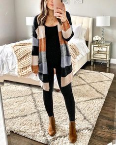 Cute Winter Outfits, Cardigan Outfits, Instagram Outfits, Trendy Fall, Striped Cardigan