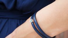 "This handmade double wrap cobalt blue leather bracelet is made of genuine leather and silver plated Swarovski bead. It has a super safe hypoallergenic magnetic clasp. Very comfortable & easy to wear. Looks great with t-shirt, jeans or boho dress! ✧ 100% Handcrafted ✧ Absolutely Unique ✧ Hypoallergenic ✧ High Quality Genuine Leather Inlay ✧ Gift-ready in a cute craft box ❤ Ready to ship in 1-2 business days ❤ Average shipping time (US/Canada/UK) 5-10 business days ❤ Tracking Available BeGenu Modern Blue Leather Bracelet Gift, Elegant Blue Wrap Bracelet As A Gift, Elegant Blue Wrap Bracelet As Gift, Elegant Blue Leather Bracelet For Gift, Elegant Blue Leather Bracelets, Blue Leather Bracelet For Gifts, Blue Leather Bracelet As Gift, Elegant Adjustable Blue Leather Bracelet, Elegant Blue Adjustable Leather Bracelet