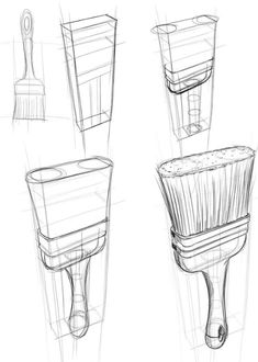 sketches of different types of toilet brushes