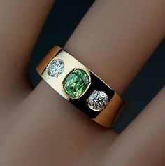 Vintage Gypsy Rings - Demantoid & Diamond Gold - Antique Jewelry | Vintage Rings | Faberge Eggs Jewerly Ring, Trendy Jewerly, Colored Stones, Fashion Jewelry Necklaces, Vintage Engagement Rings, Ring Verlobung, Diamond Rings, Vintage Rings, Jewelry Stores