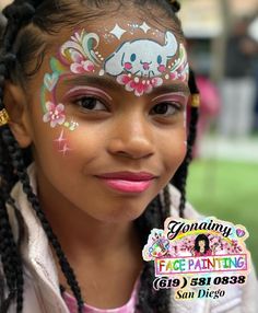 Ballerina Face Paint, Kawaii Face Paint, Anime Face Painting, Hello Kitty Face Painting, Hello Kitty Face Paint, Kitty Face Paint, Festival Face Paint, Face Painting For Boys, Professional Face Paint