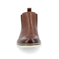 An easy but stylish pull-on boot you can throw on with anything the Waylon boot by Vance Co. This vegan leather design offers easy entry with stretch gore accents at the ankles. A 6 mm Tru Comfort Foam� insole and durable rubber sole ground the look for extra comfort. Casual Brown Slip-on Boots, Casual Medium Width Leather Chelsea Boots, Brown Faux Leather Slip-on Boots, Casual Leather Chelsea Boots Medium Width, Brown Slip-on Faux Leather Boots, Casual Brown Chelsea Boots With Heel Pull Tab, Casual Slip-on Chelsea Boots With Leather Lining, Brown Leather Slip-on Boots, Casual Chelsea Boots With Reinforced Heel And Moc Toe