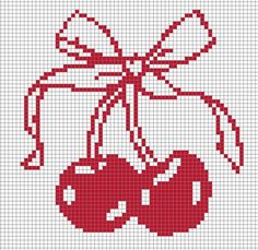 a cross stitch pattern with two cherries