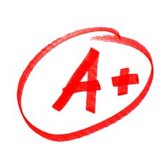 a red marker with the letter a and plus in it's center on a white background