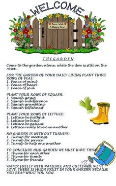 a garden checklist with the words welcome