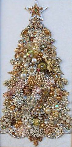 a christmas tree made out of buttons and beads