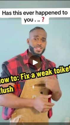 a man holding a cardboard box with the words how to fix a weak toilet flush