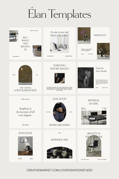 the website design for an interior and furniture store, with images in black and white