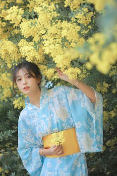 Kimono Styles, Kimono Outfit, Blue Kimono, Asian Outfits, Pose Reference Photo, Traditional Dress, Girl Icons, Traditional Dresses