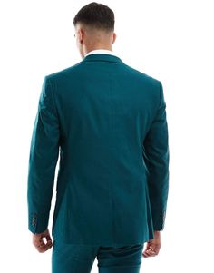 Suit jacket by ASOS DESIGN Business class Notch lapels Two-button fastening Pocket details Slim fit Semi-formal Green Blazer With Double Button Closure, Formal Green Blazer With Pockets, Green Formal Blazer With Pockets, Semi-formal Green Blazer With Pockets, Fitted Green Sport Coat For Semi-formal Occasions, Fitted Green Sport Coat For Business Casual, Green Blazer With Button Closure And Suit Collar, Formal Green Sport Coat With Button Closure, Green Sport Coat With Button Closure For Formal Occasions