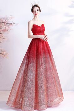 Shop strapless ombre red sequin prom dress with sweetheart neck online. Sheprom offers formal, party, casual & more style dresses to fit your special occasions. Red Ombre Gown, Red Sequin Prom Dress, Sparkly Red Dress, Ombre Gown, Red Ball Gown, Nature Winter, Red Sequin Dress, Red Strapless Dress, Sweetheart Neckline Dress