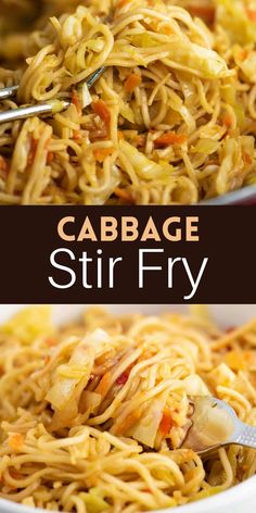 this is an image of cabbage stir fry in a bowl with the title above it