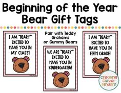 the beginning of the year bear gift tags for kids to use with their own activities